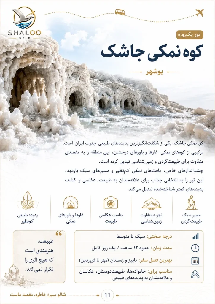 صفحه معرفی تور یک‌روزه کوه نمکی جاشک